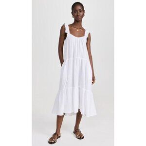XIRENA Rumer Dress White Gauze Midi Sleeveless Sundress Size Large $258